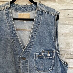 Vintage Y2K Delta Blue Delta Burke Womens 3X Denim Vest Medium Wash Pockets